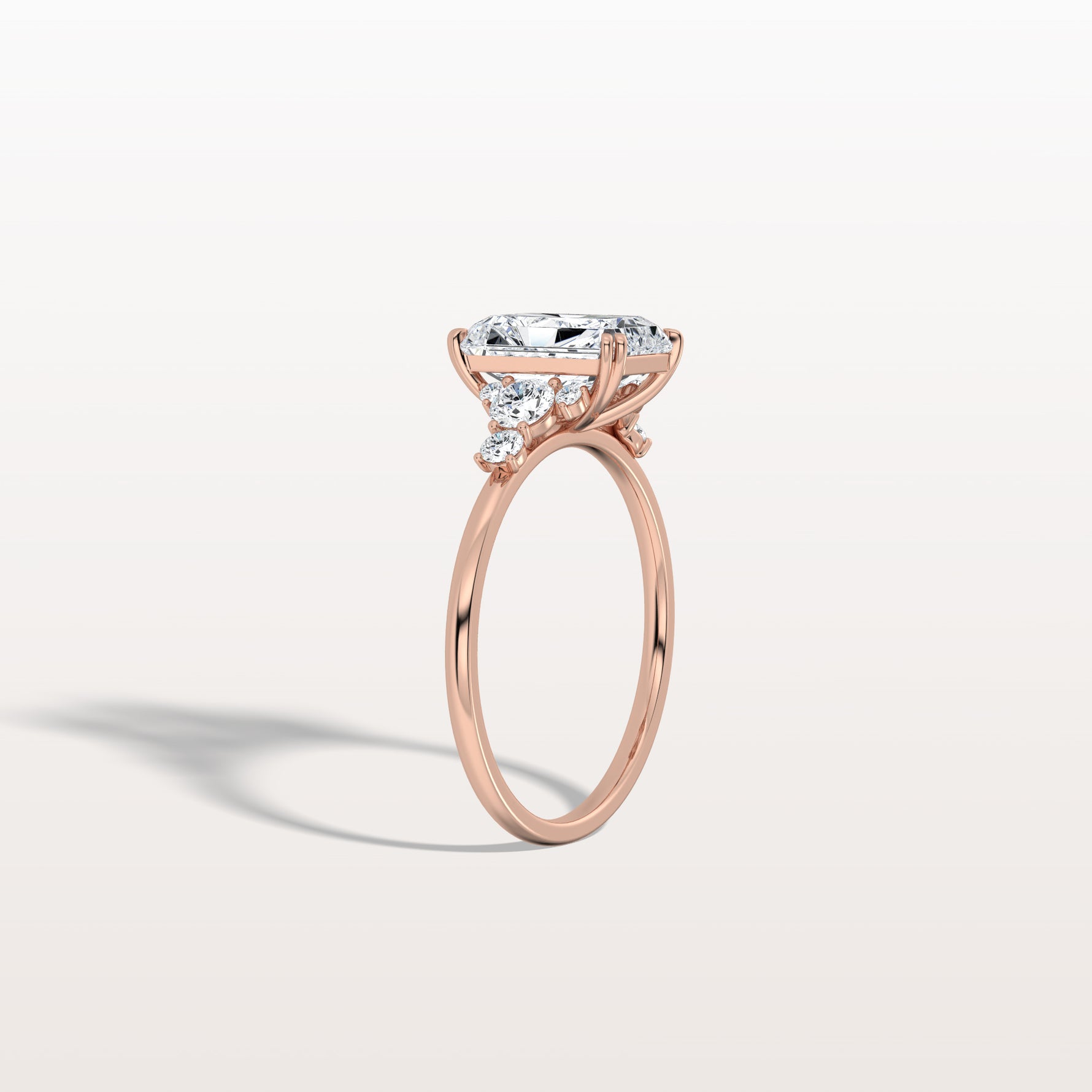 2CT Radiant Cut Lab Diamond Side Stone Engagement Ring - Rings