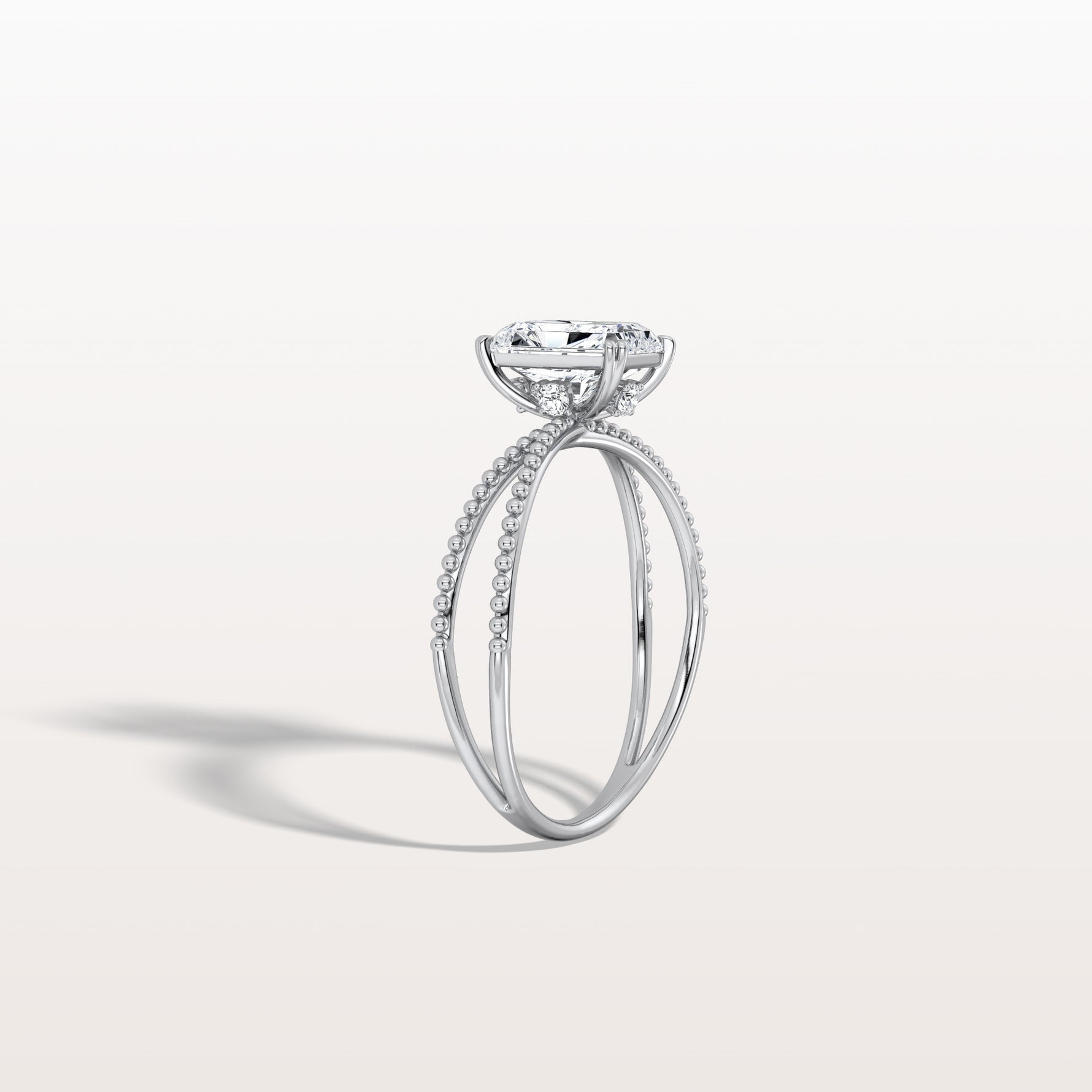 1CT Radiant Cut Lab Diamond Milgrain Hidden Halo Engagement Ring - Rings