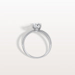 1CT Radiant Cut Lab Diamond Milgrain Hidden Halo Engagement Ring - Rings