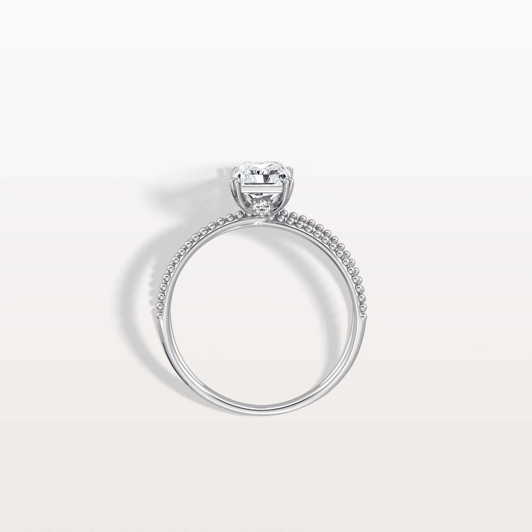 1CT Radiant Cut Lab Diamond Milgrain Hidden Halo Engagement Ring - Rings