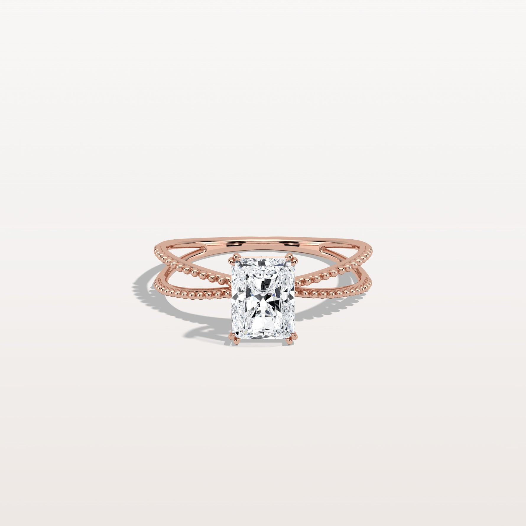 1CT Radiant Cut Lab Diamond Milgrain Hidden Halo Engagement Ring - Rings