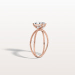 1CT Radiant Cut Lab Diamond Milgrain Hidden Halo Engagement Ring - Rings