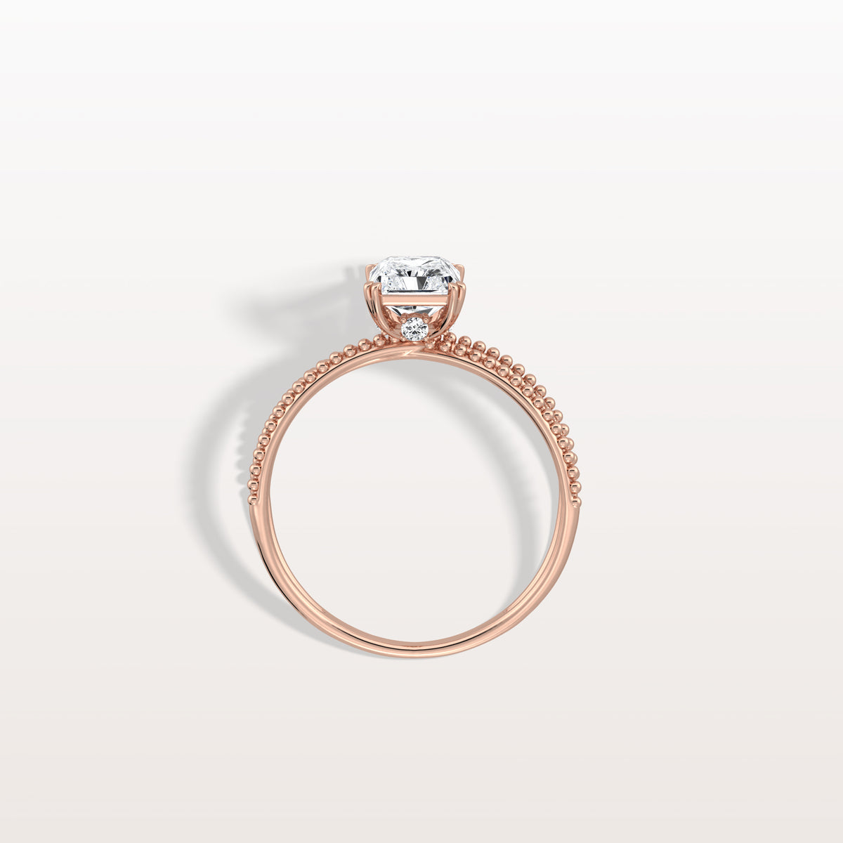 1CT Radiant Cut Lab Diamond Milgrain Hidden Halo Engagement Ring - Rings