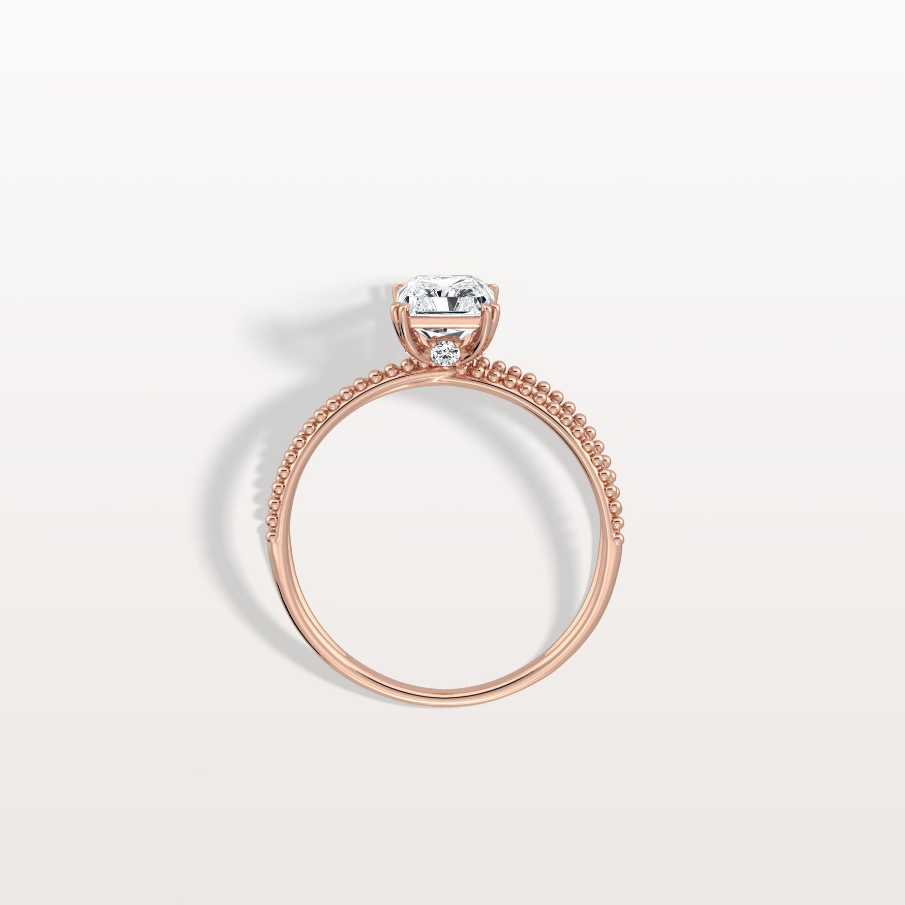 1CT Radiant Cut Lab Diamond Milgrain Hidden Halo Engagement Ring - Rings