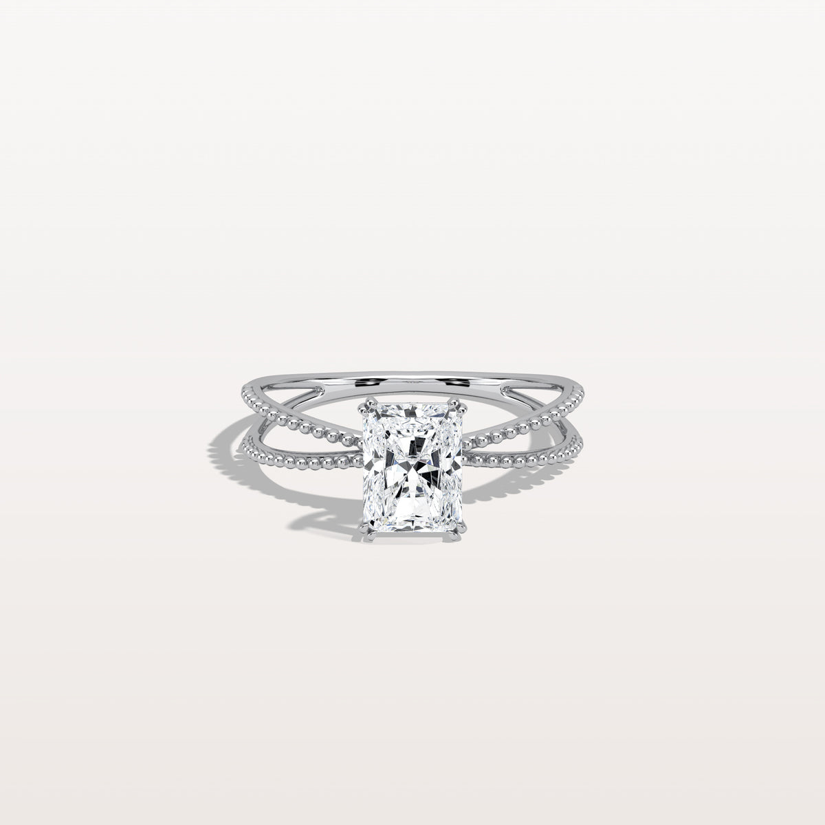 1CT Radiant Cut Lab Diamond Milgrain Hidden Halo Engagement Ring - Rings