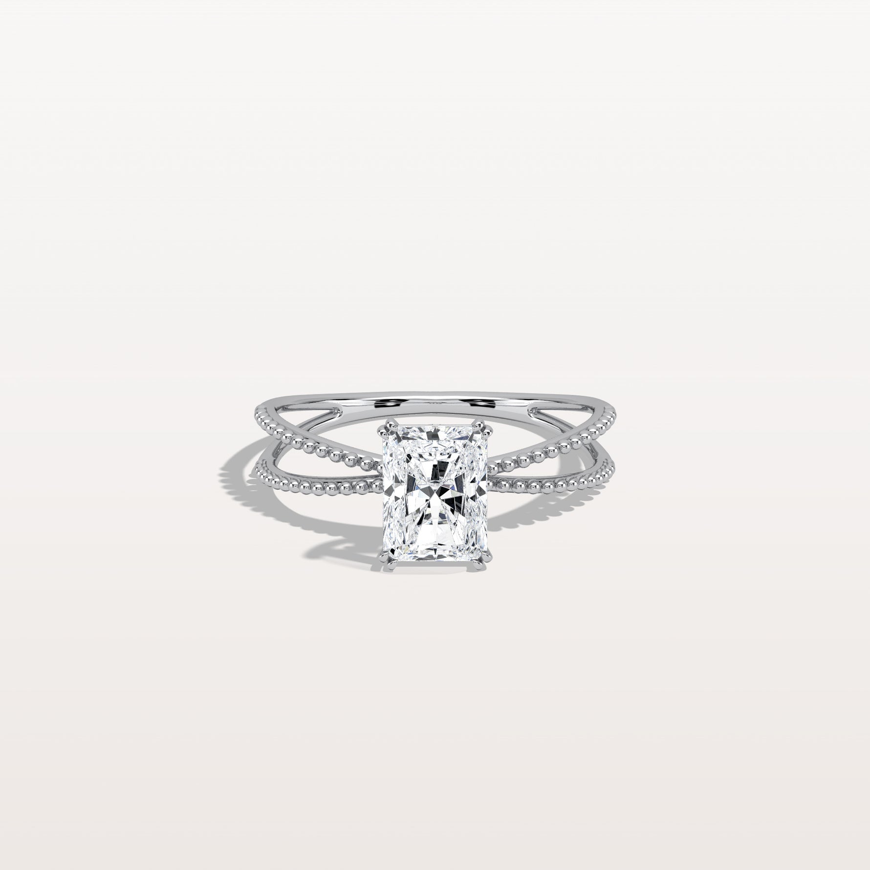 1CT Radiant Cut Lab Diamond Milgrain Hidden Halo Engagement Ring - Rings
