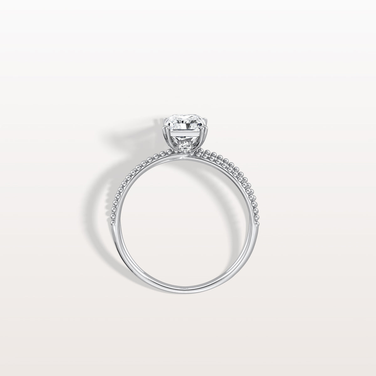 1CT Radiant Cut Lab Diamond Milgrain Hidden Halo Engagement Ring - Rings