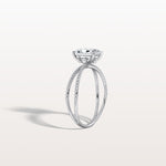 1CT Radiant Cut Lab Diamond Milgrain Hidden Halo Engagement Ring - Rings