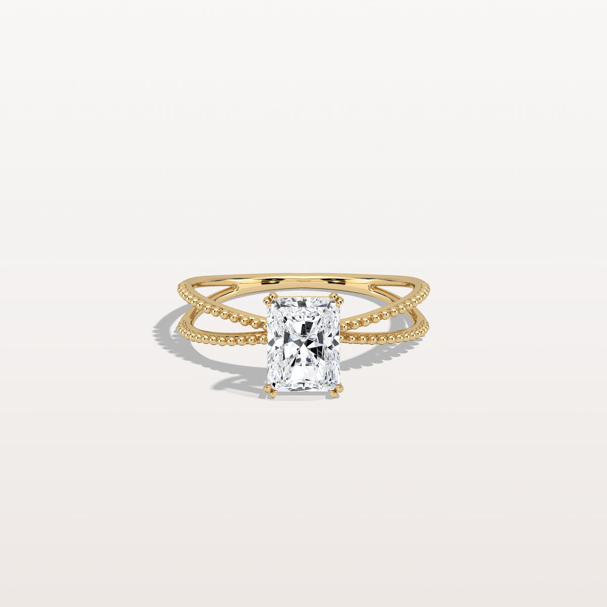1CT Radiant Cut Lab Diamond Milgrain Hidden Halo Engagement Ring - Rings
