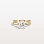 1CT Radiant Cut Lab Diamond Milgrain Hidden Halo Engagement Ring - Rings