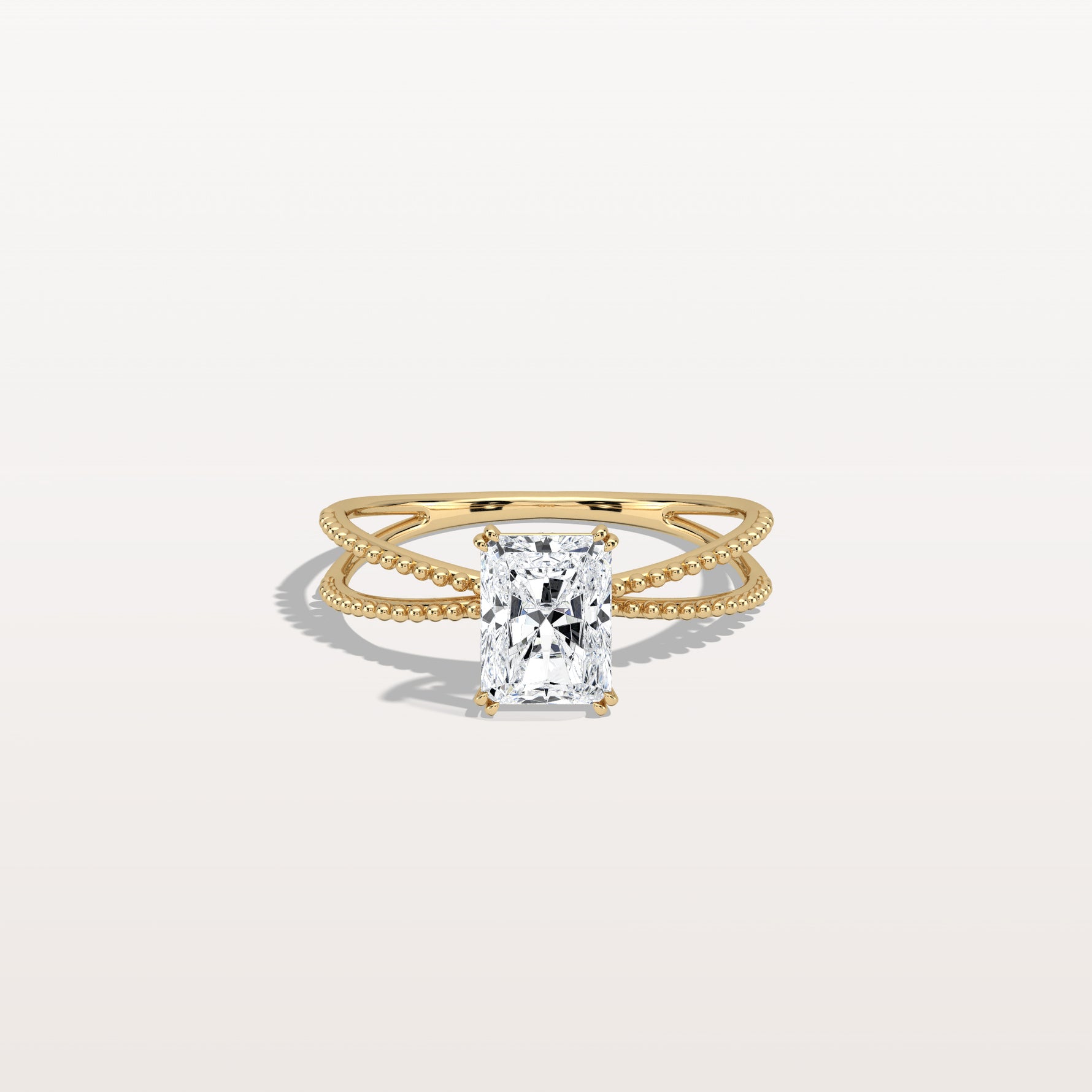 1CT Radiant Cut Lab Diamond Milgrain Hidden Halo Engagement Ring - Rings