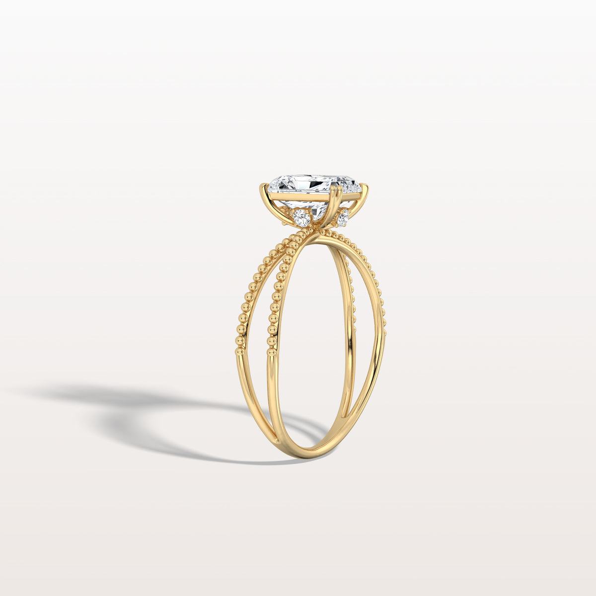 1CT Radiant Cut Lab Diamond Milgrain Hidden Halo Engagement Ring - Rings