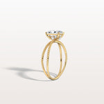 1CT Radiant Cut Lab Diamond Milgrain Hidden Halo Engagement Ring - Rings