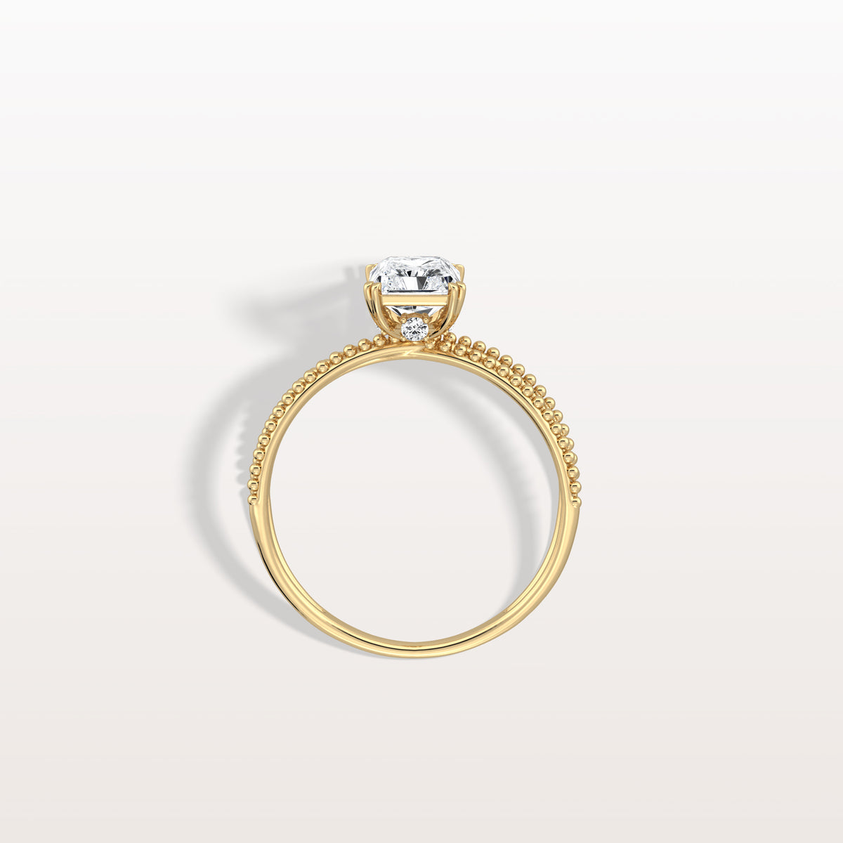 1CT Radiant Cut Lab Diamond Milgrain Hidden Halo Engagement Ring - Rings