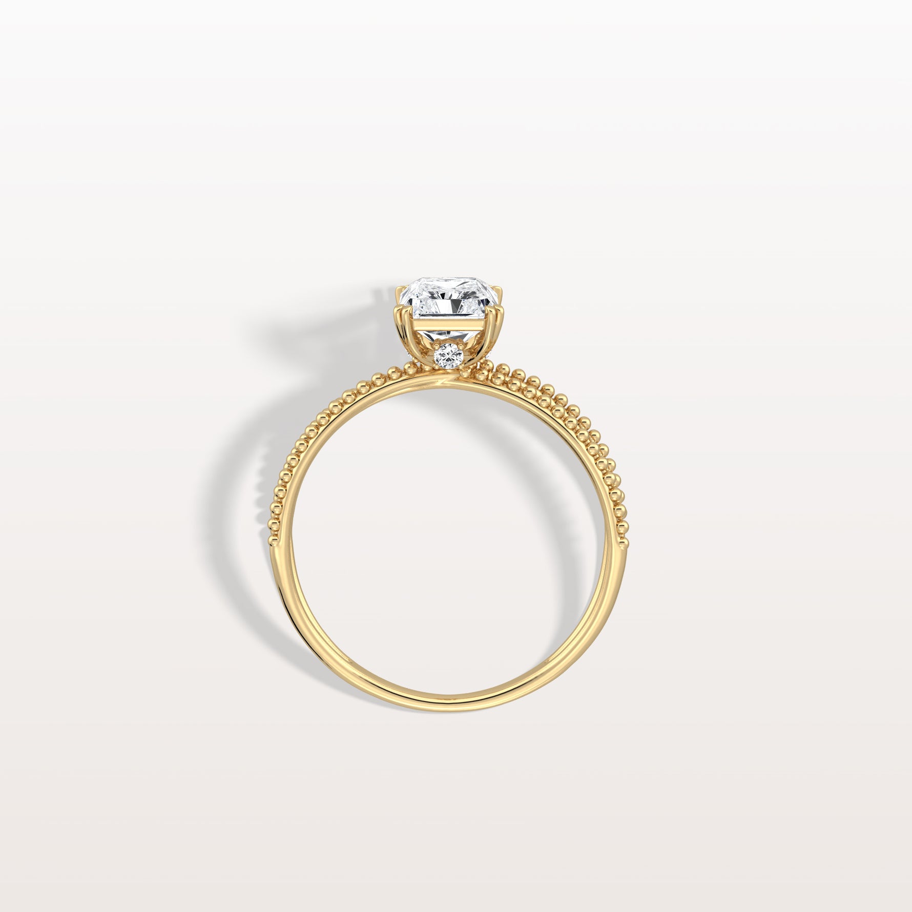 1CT Radiant Cut Lab Diamond Milgrain Hidden Halo Engagement Ring - Rings