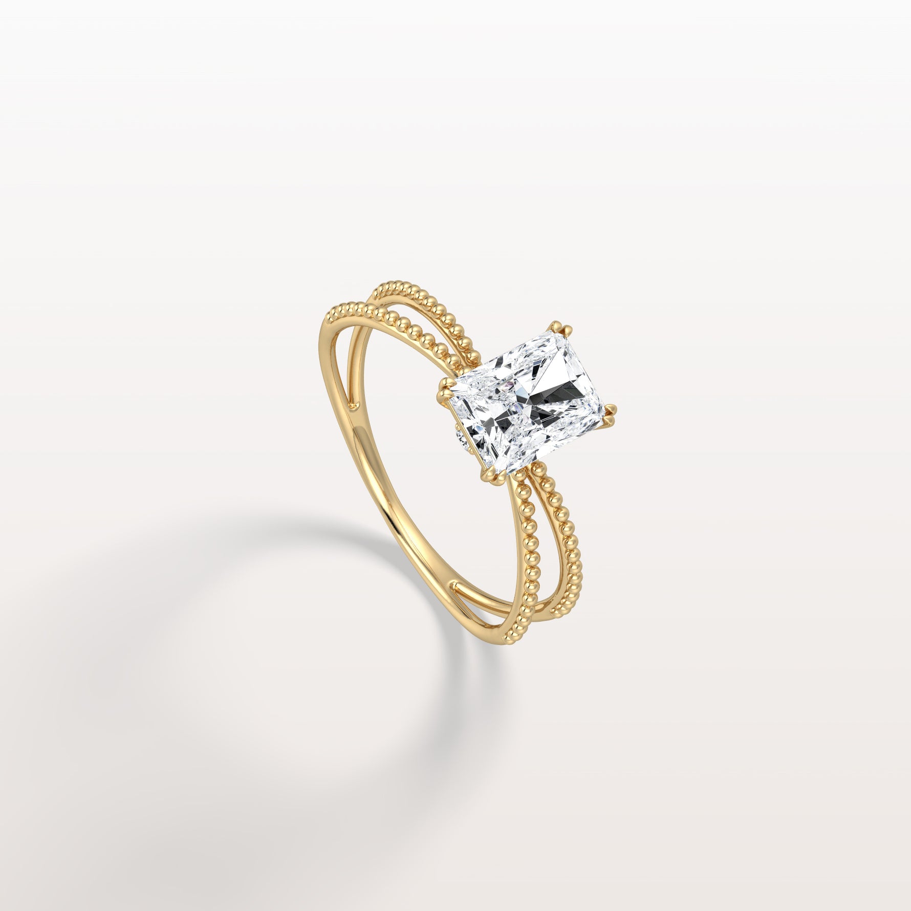 1CT Radiant Cut Lab Diamond Milgrain Hidden Halo Engagement Ring - Rings