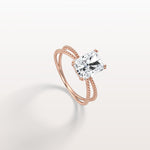 2CT Radiant Cut Lab Diamond Milgrain Hidden Halo Engagement Ring - Rings