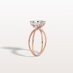2CT Radiant Cut Lab Diamond Milgrain Hidden Halo Engagement Ring - Rings
