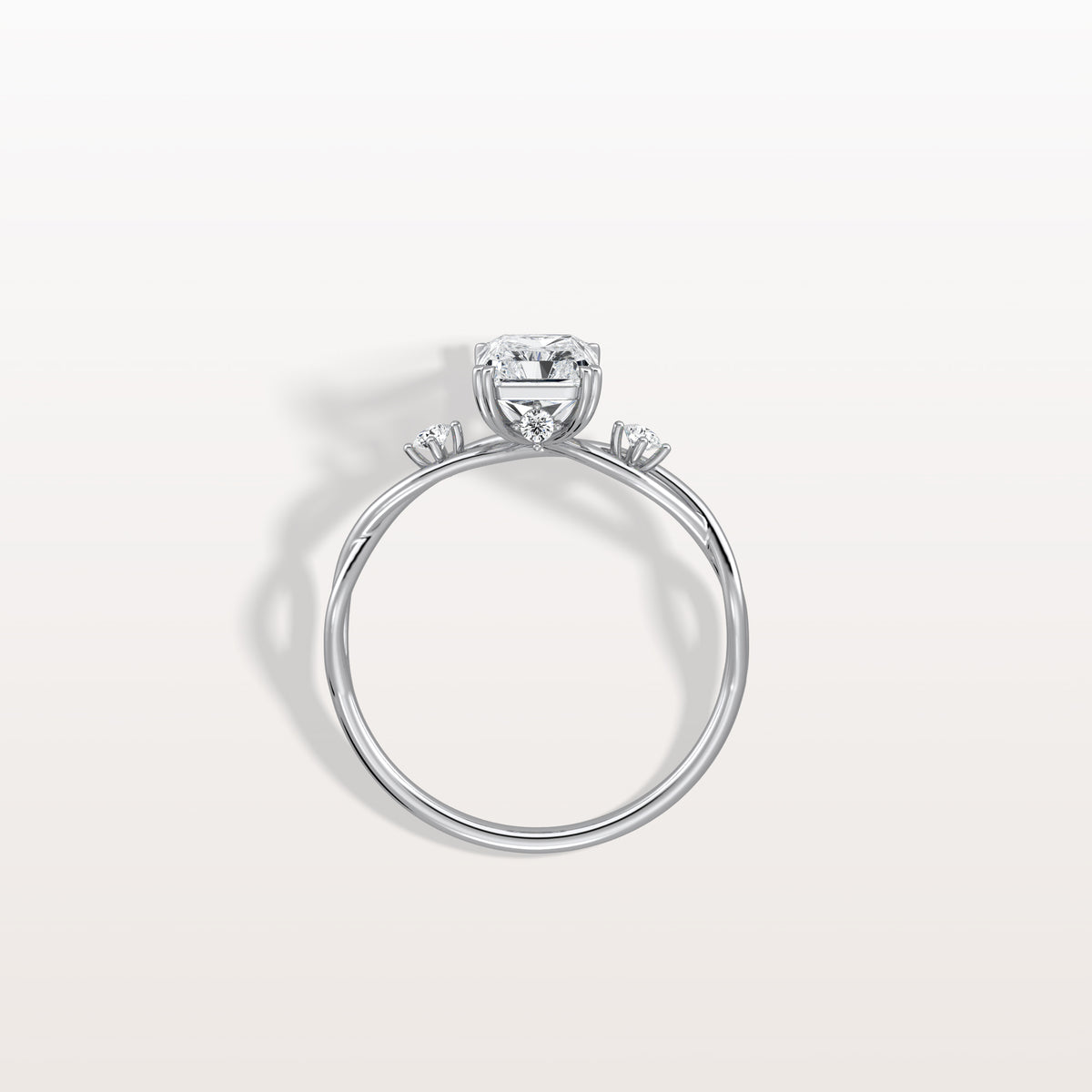 1CT Radiant Cut Lab Diamond Twisted Three Stones Engagement Ring - Rings