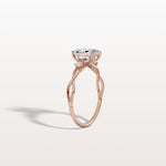 1CT Radiant Cut Lab Diamond Twisted Three Stones Engagement Ring - Rings