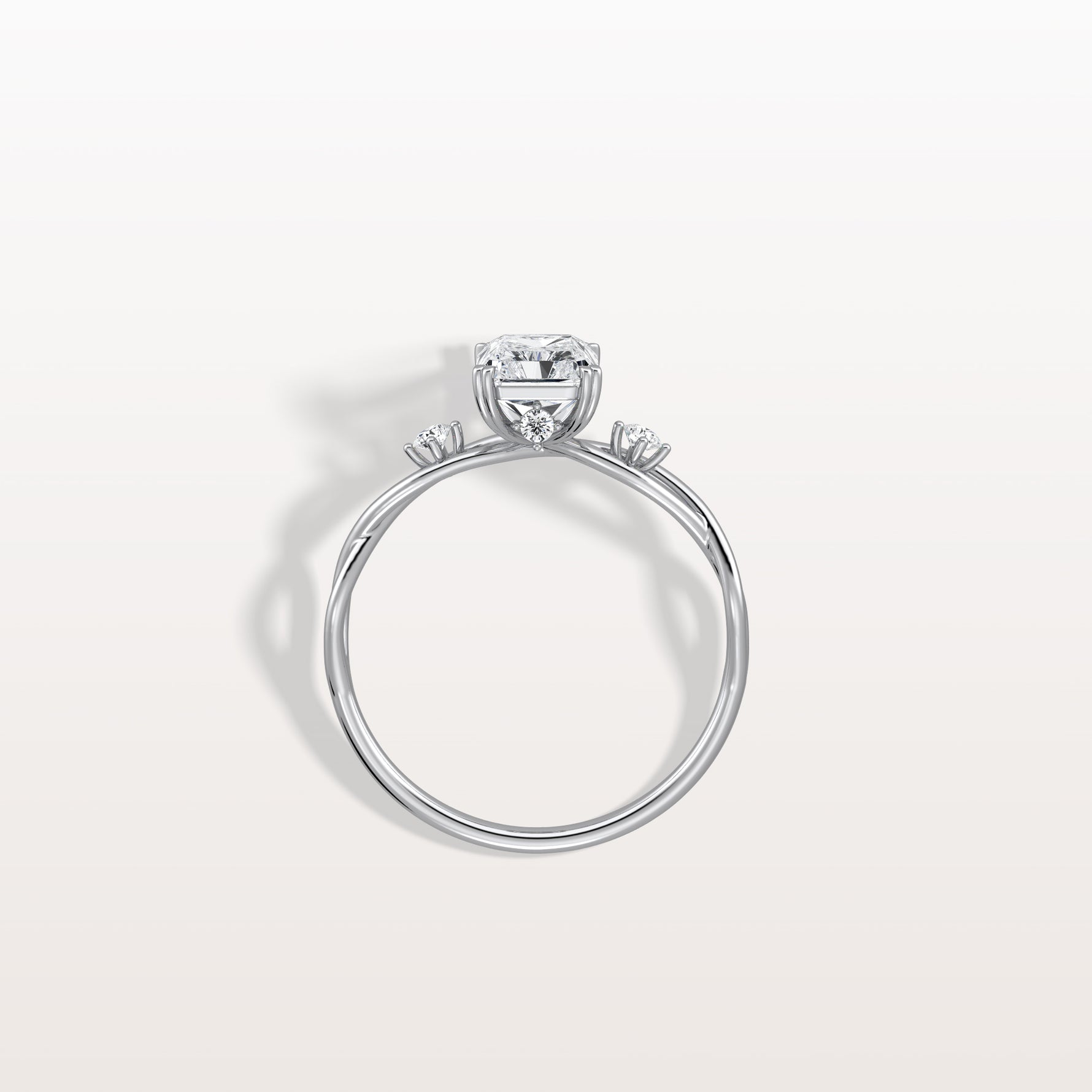 1CT Radiant Cut Lab Diamond Twisted Three Stones Engagement Ring - Rings