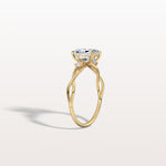 1CT Radiant Cut Lab Diamond Twisted Three Stones Engagement Ring - Rings