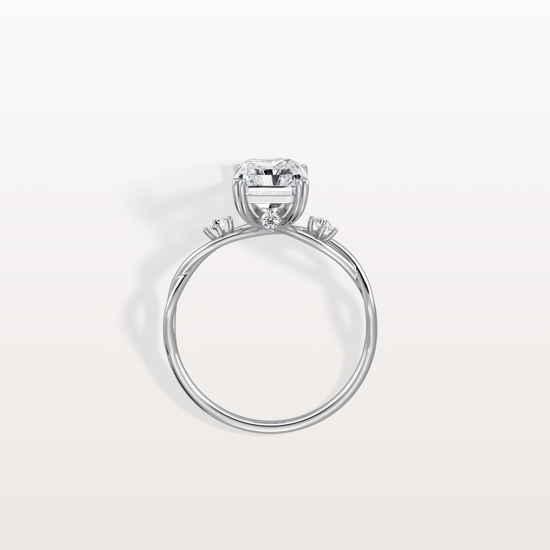 2CT Radiant Cut Lab Diamond Twisted Three Stones Engagement Ring - Rings