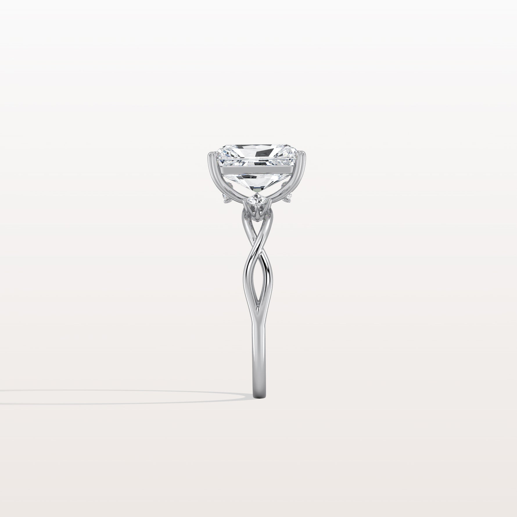2CT Radiant Cut Lab Diamond Twisted Three Stones Engagement Ring - Rings