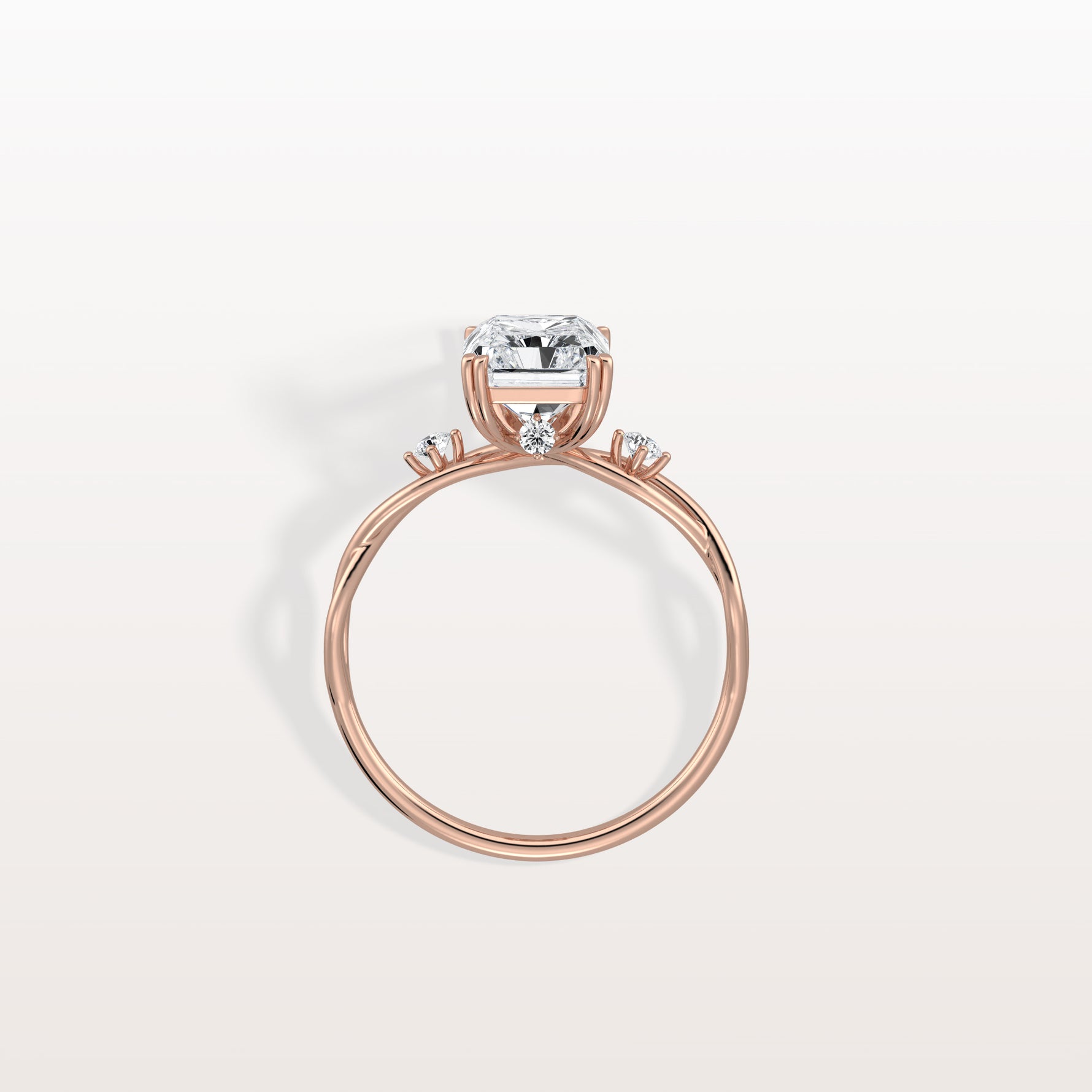 2CT Radiant Cut Lab Diamond Twisted Three Stones Engagement Ring - Rings