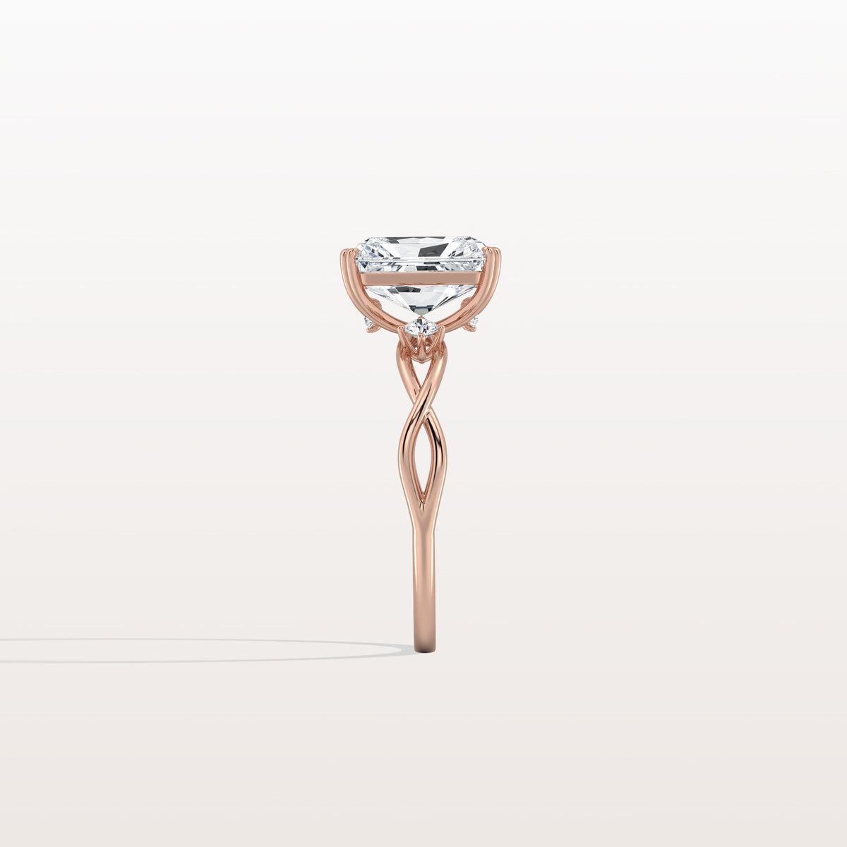 2CT Radiant Cut Lab Diamond Twisted Three Stones Engagement Ring - Rings