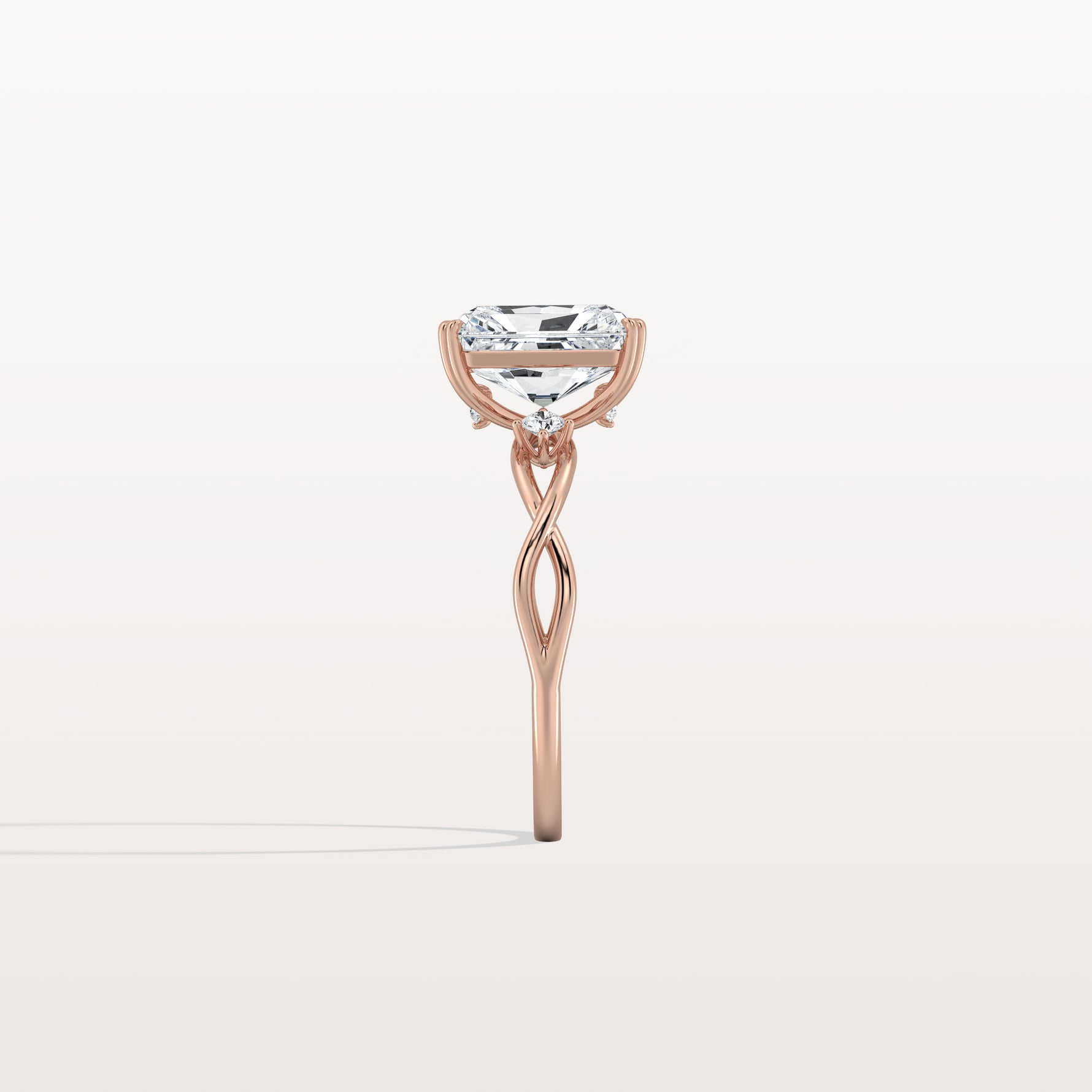 2CT Radiant Cut Lab Diamond Twisted Three Stones Engagement Ring - Rings