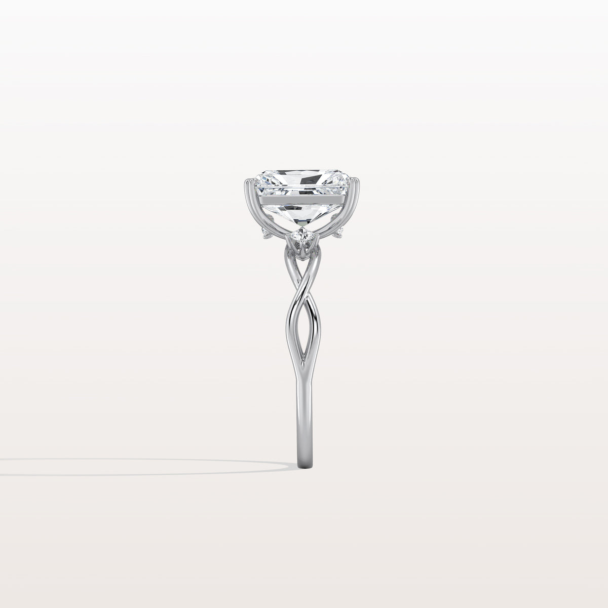 2CT Radiant Cut Lab Diamond Twisted Three Stones Engagement Ring - Rings