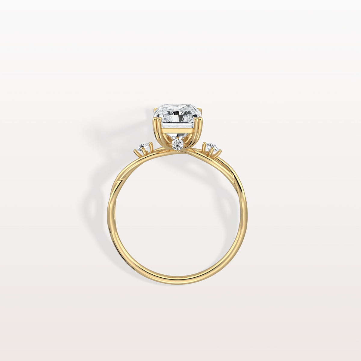 2CT Radiant Cut Lab Diamond Twisted Three Stones Engagement Ring - Rings