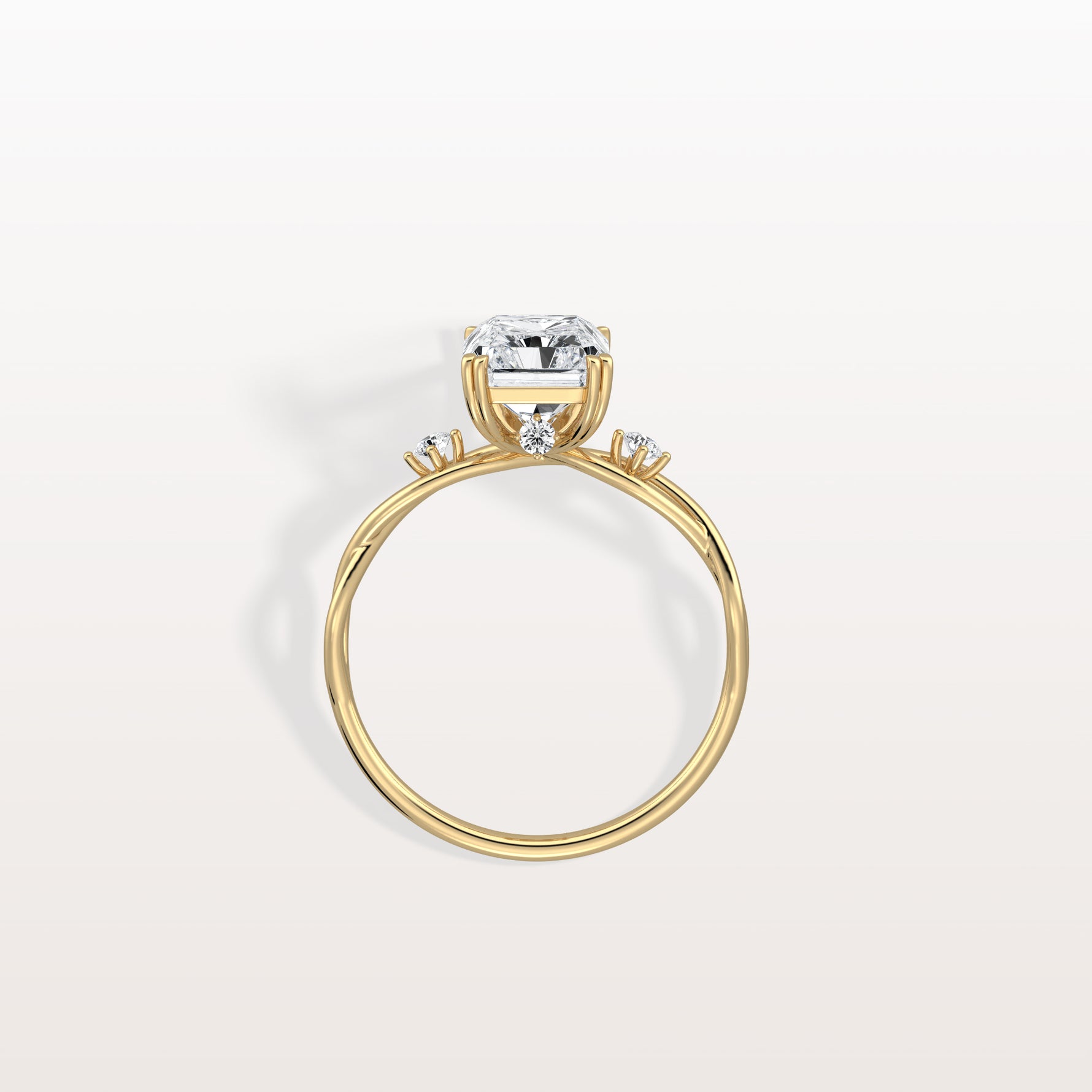 2CT Radiant Cut Lab Diamond Twisted Three Stones Engagement Ring - Rings