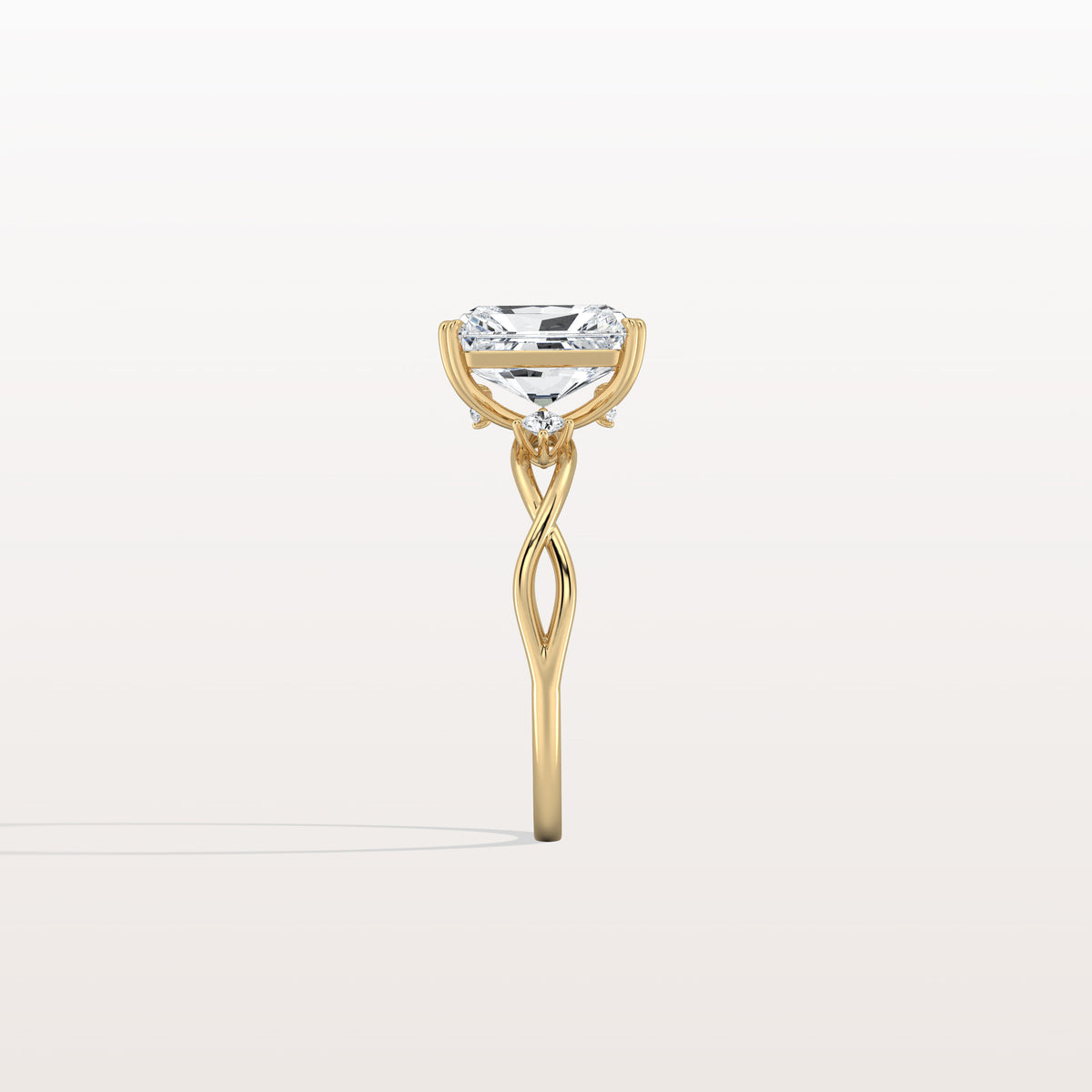 2CT Radiant Cut Lab Diamond Twisted Three Stones Engagement Ring - Rings