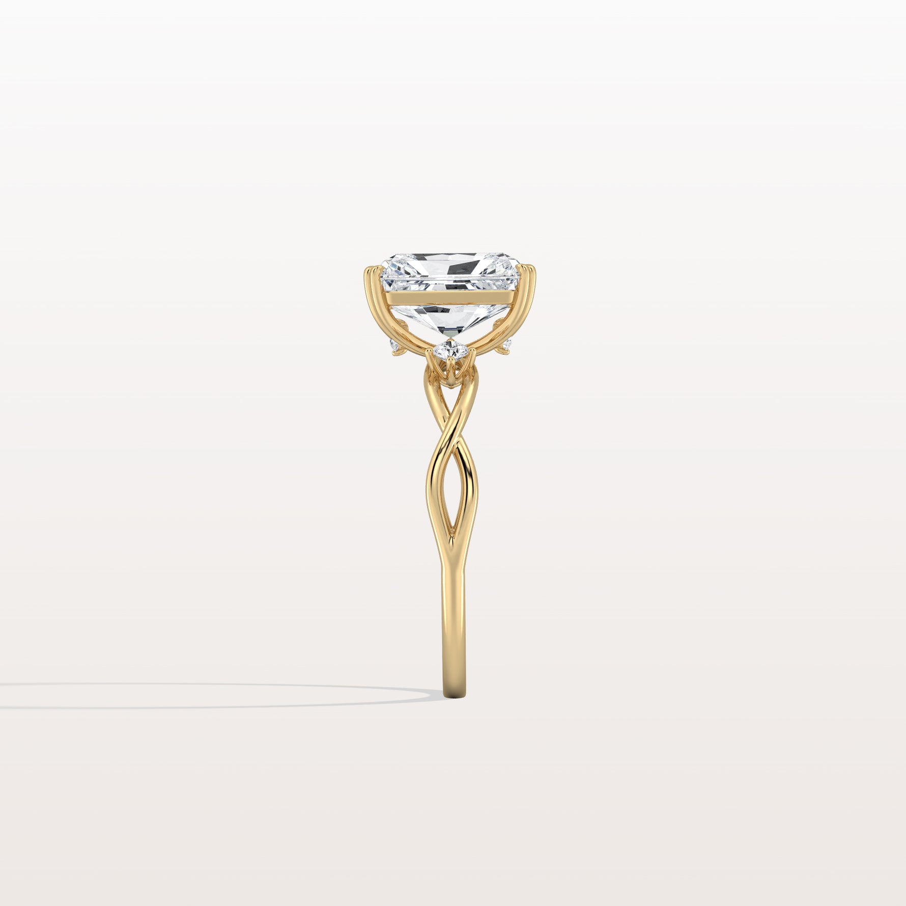 2CT Radiant Cut Lab Diamond Twisted Three Stones Engagement Ring - Rings