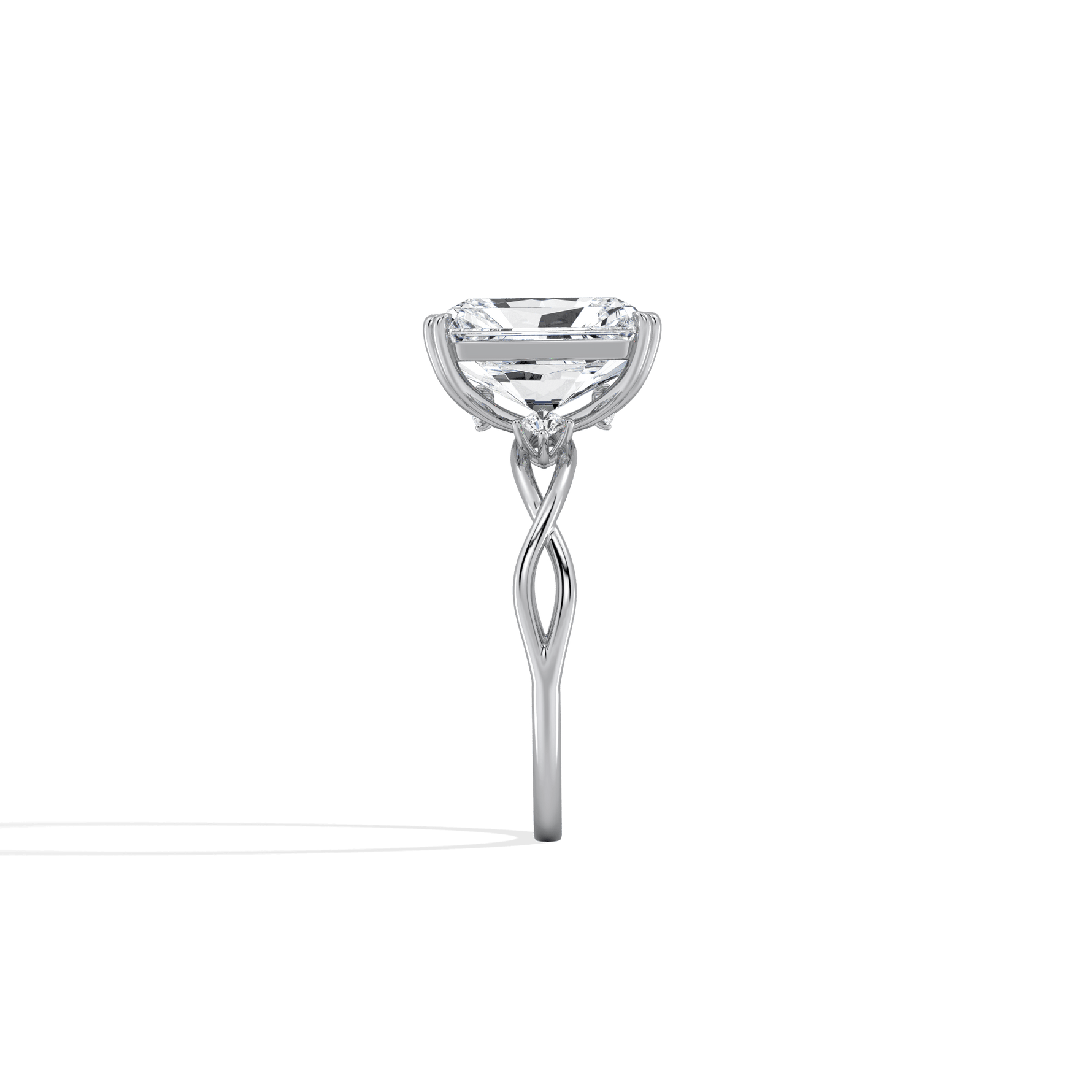 3CT Radiant Cut Lab Diamond Twisted Three Stones Engagement Ring - Rings