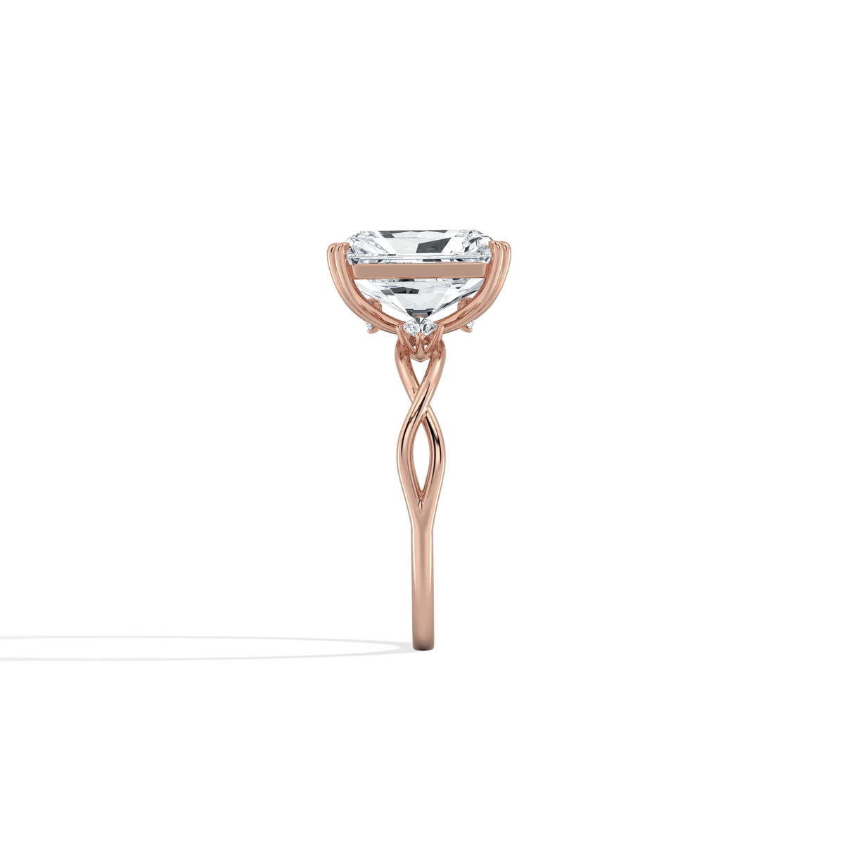3CT Radiant Cut Lab Diamond Twisted Three Stones Engagement Ring - Rings