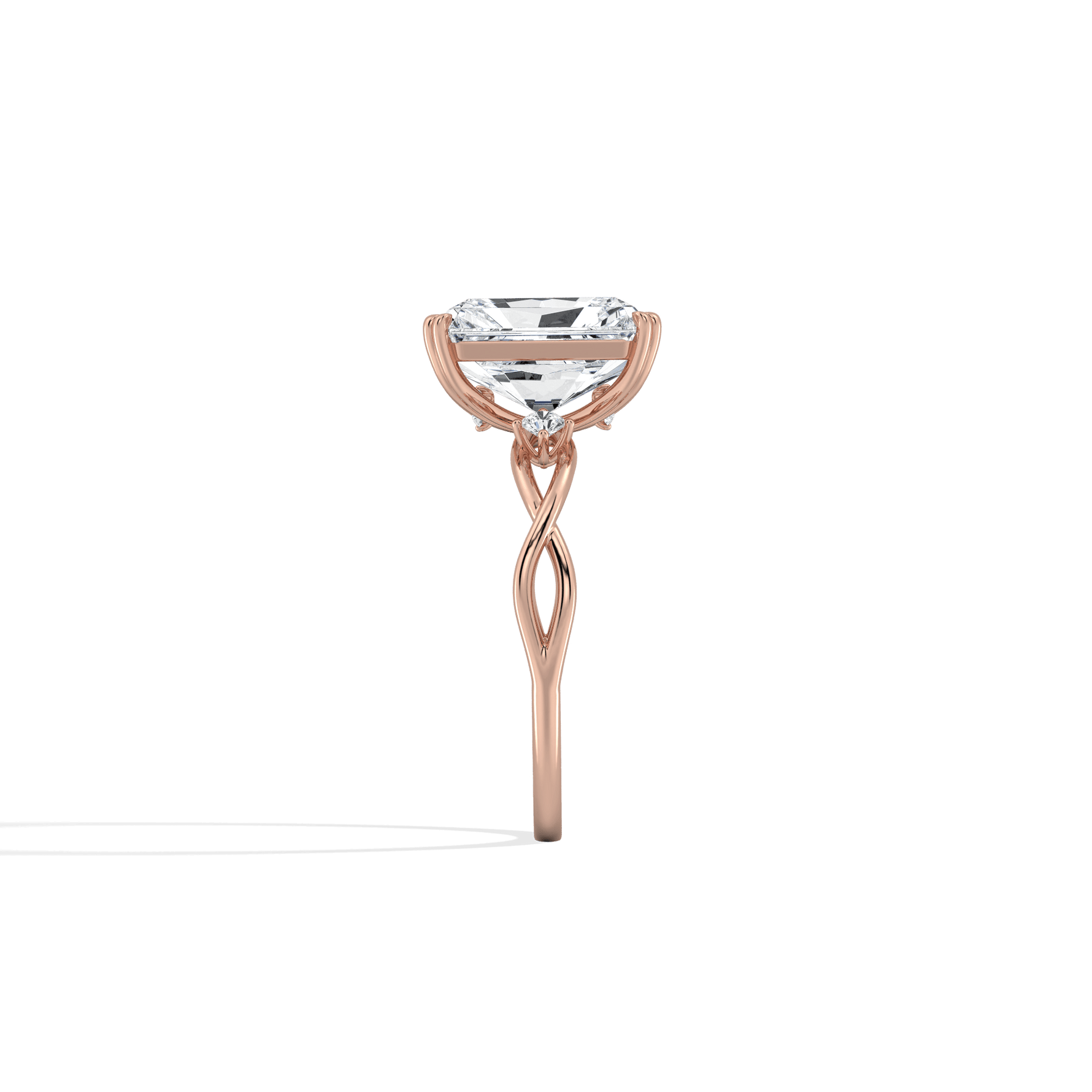 3CT Radiant Cut Lab Diamond Twisted Three Stones Engagement Ring - Rings
