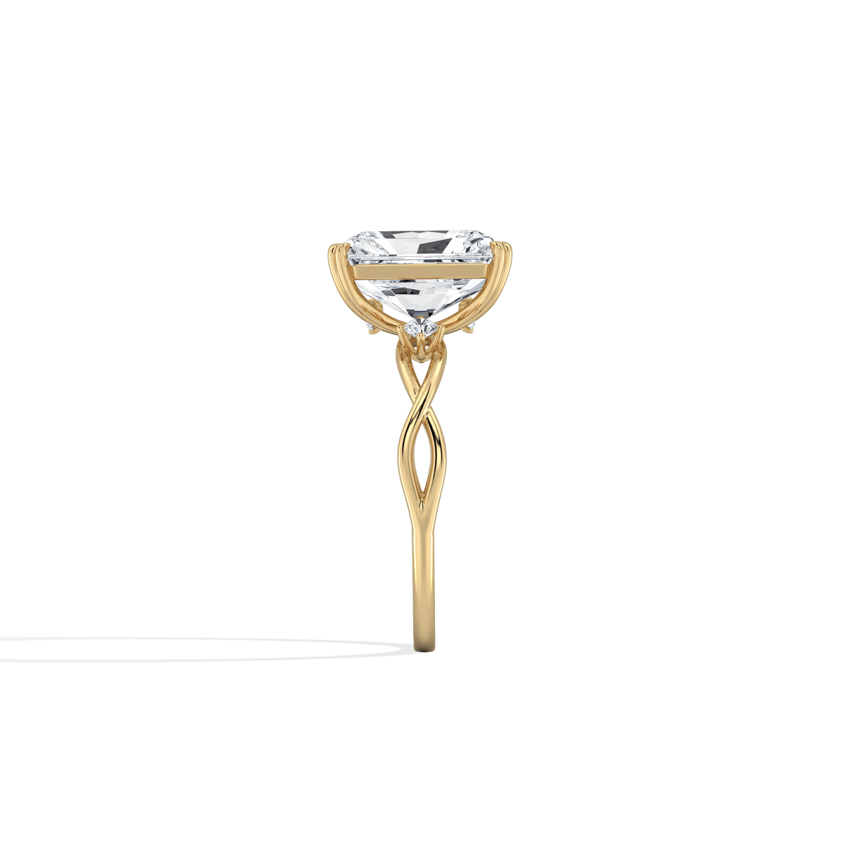 3CT Radiant Cut Lab Diamond Twisted Three Stones Engagement Ring - Rings