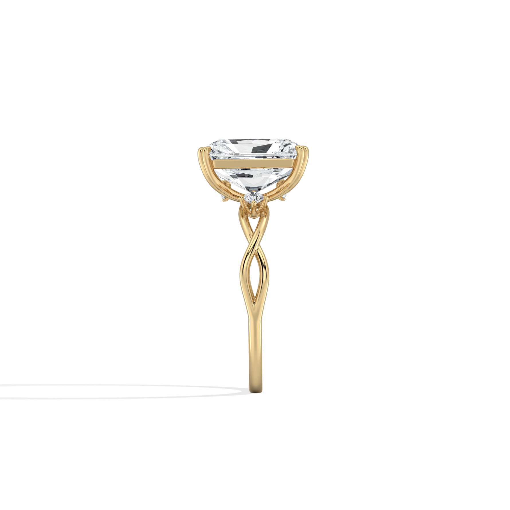 3CT Radiant Cut Lab Diamond Twisted Three Stones Engagement Ring - Rings
