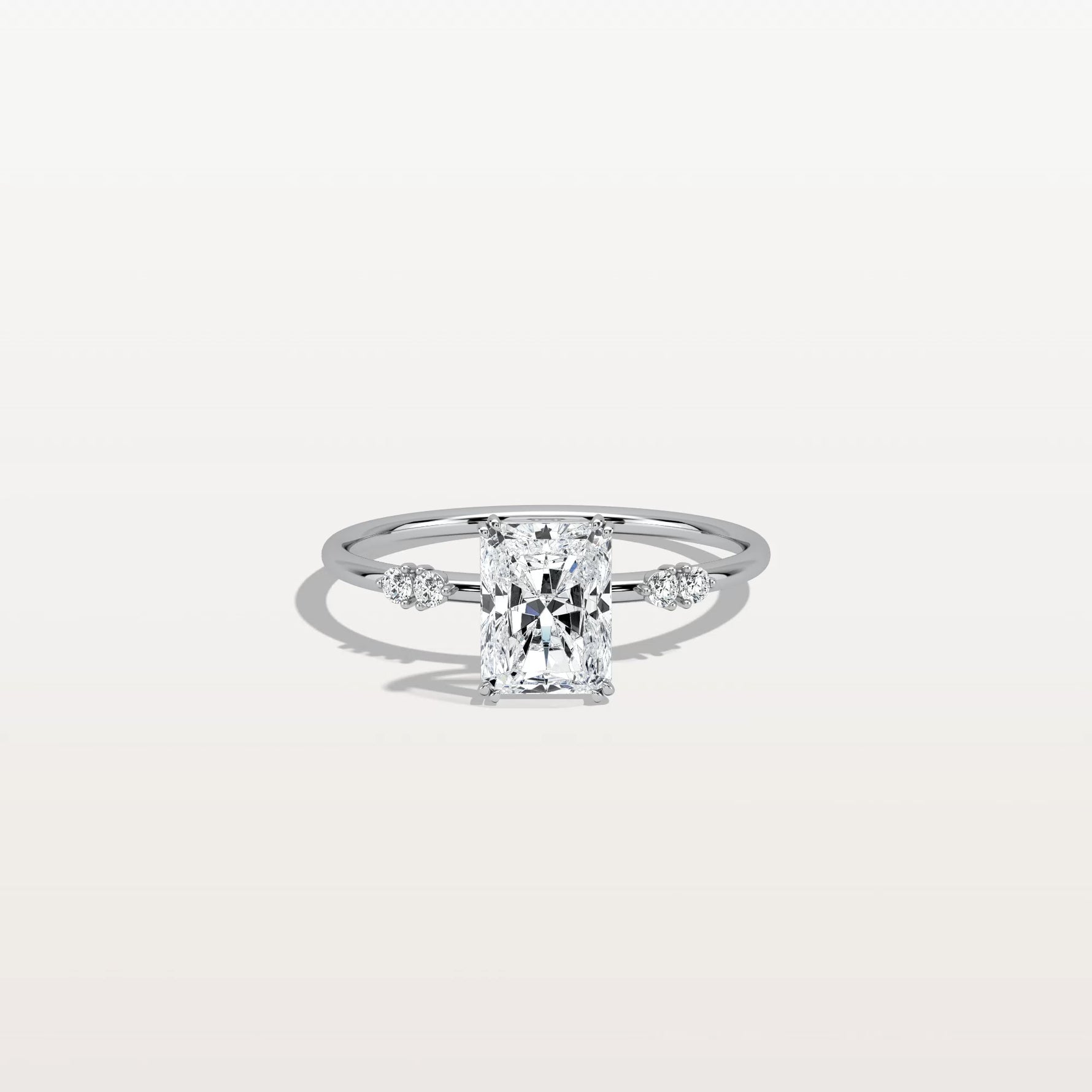 1CT Radiant Cut Lab Diamond Engagement Ring in 14K Solid Gold/Platinum - Rings