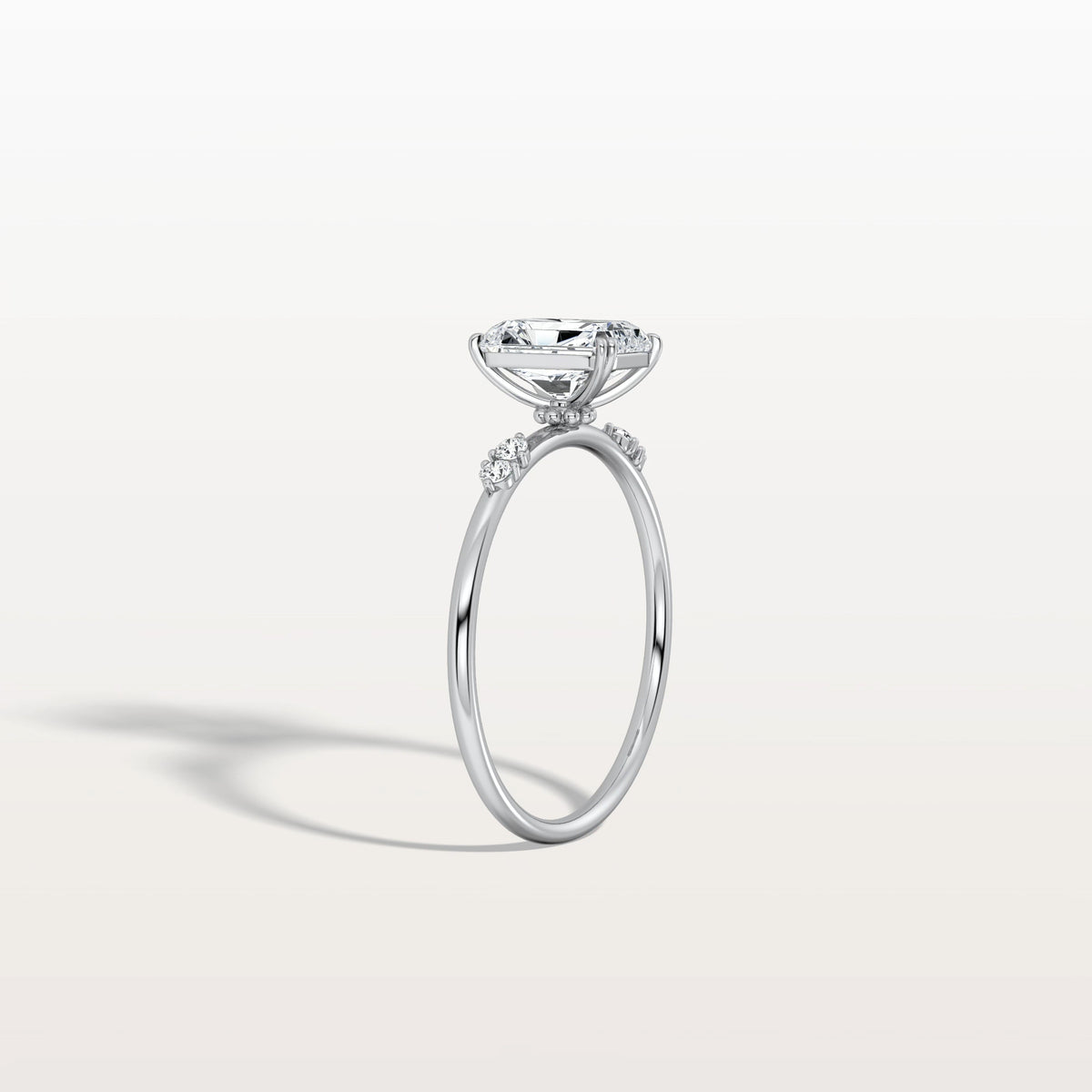 1CT Radiant Cut Lab Diamond Engagement Ring in 14K Solid Gold/Platinum - Rings