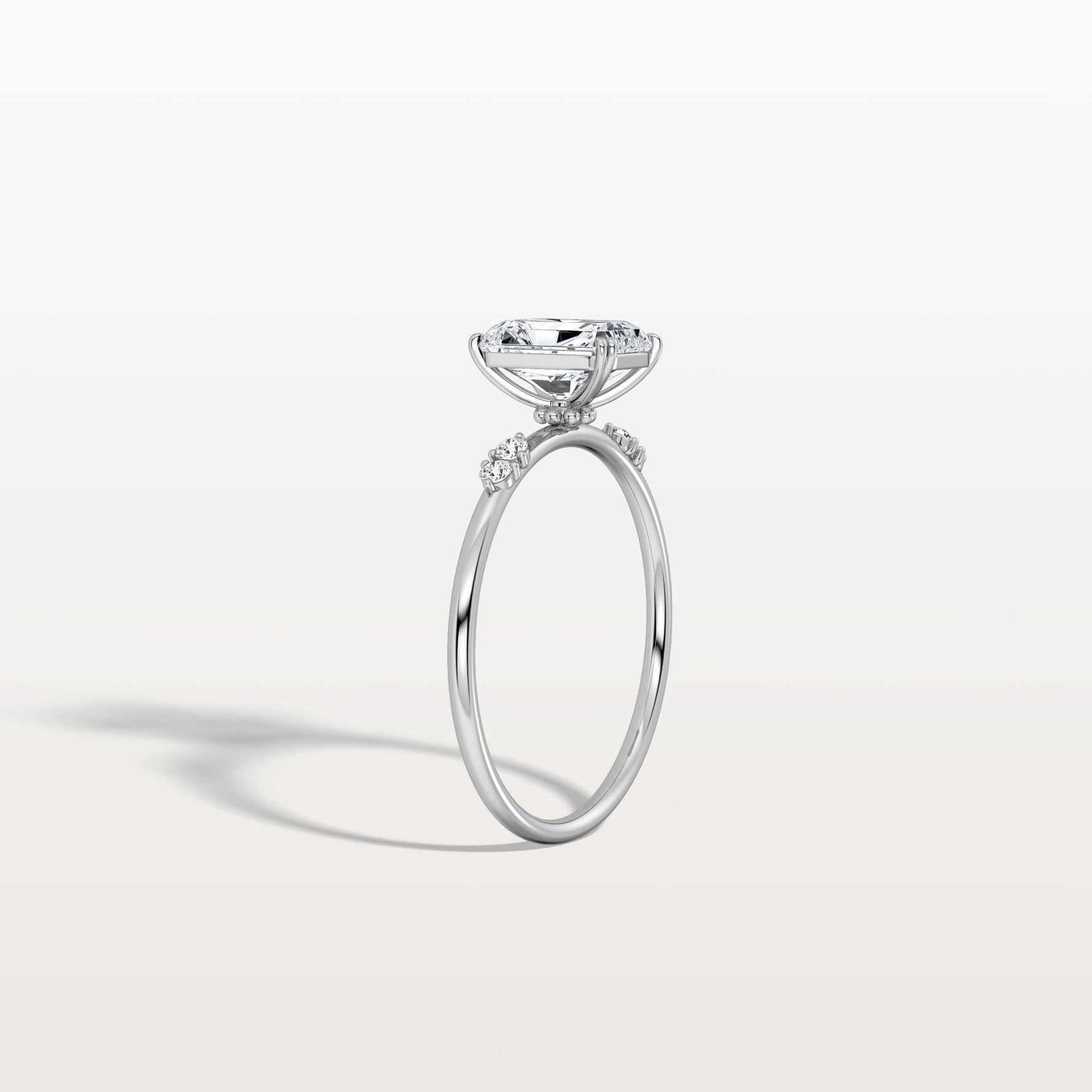 1CT Radiant Cut Lab Diamond Engagement Ring in 14K Solid Gold/Platinum - Rings