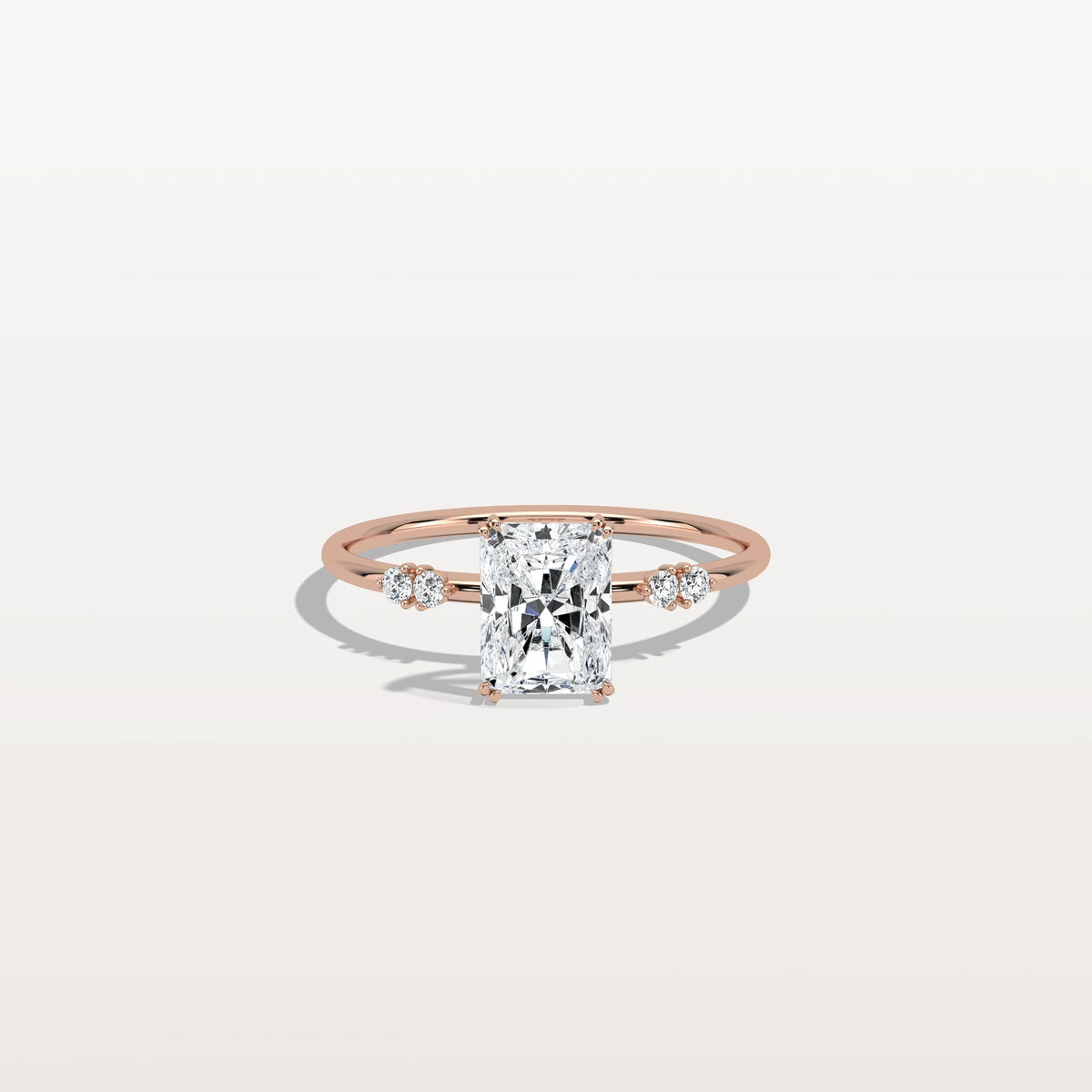 1CT Radiant Cut Lab Diamond Engagement Ring in 14K Solid Gold/Platinum - Rings