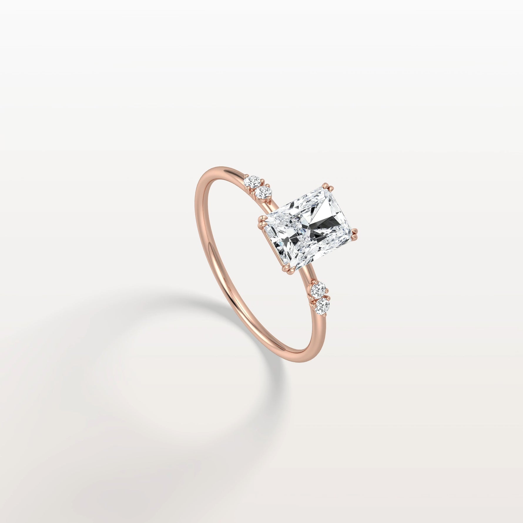 1CT Radiant Cut Lab Diamond Engagement Ring in 14K Solid Gold/Platinum - Rings