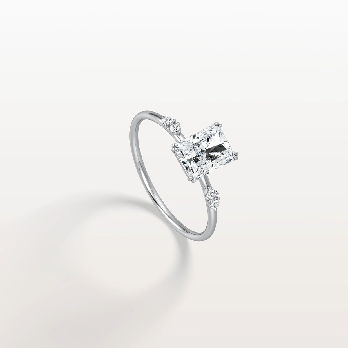 1CT Radiant Cut Lab Diamond Engagement Ring in 14K Solid Gold/Platinum - Rings