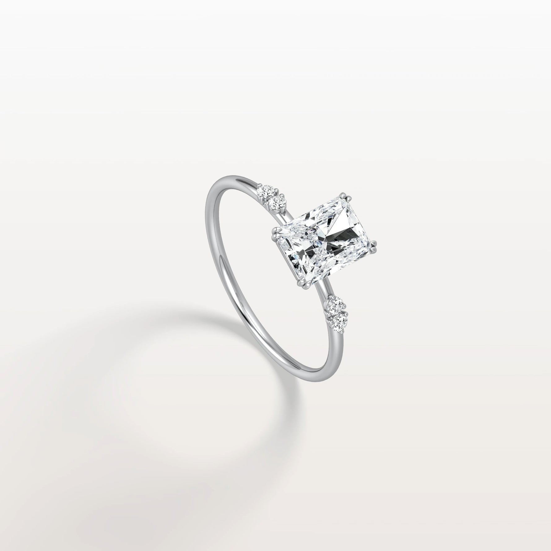 1CT Radiant Cut Lab Diamond Engagement Ring in 14K Solid Gold/Platinum - Rings