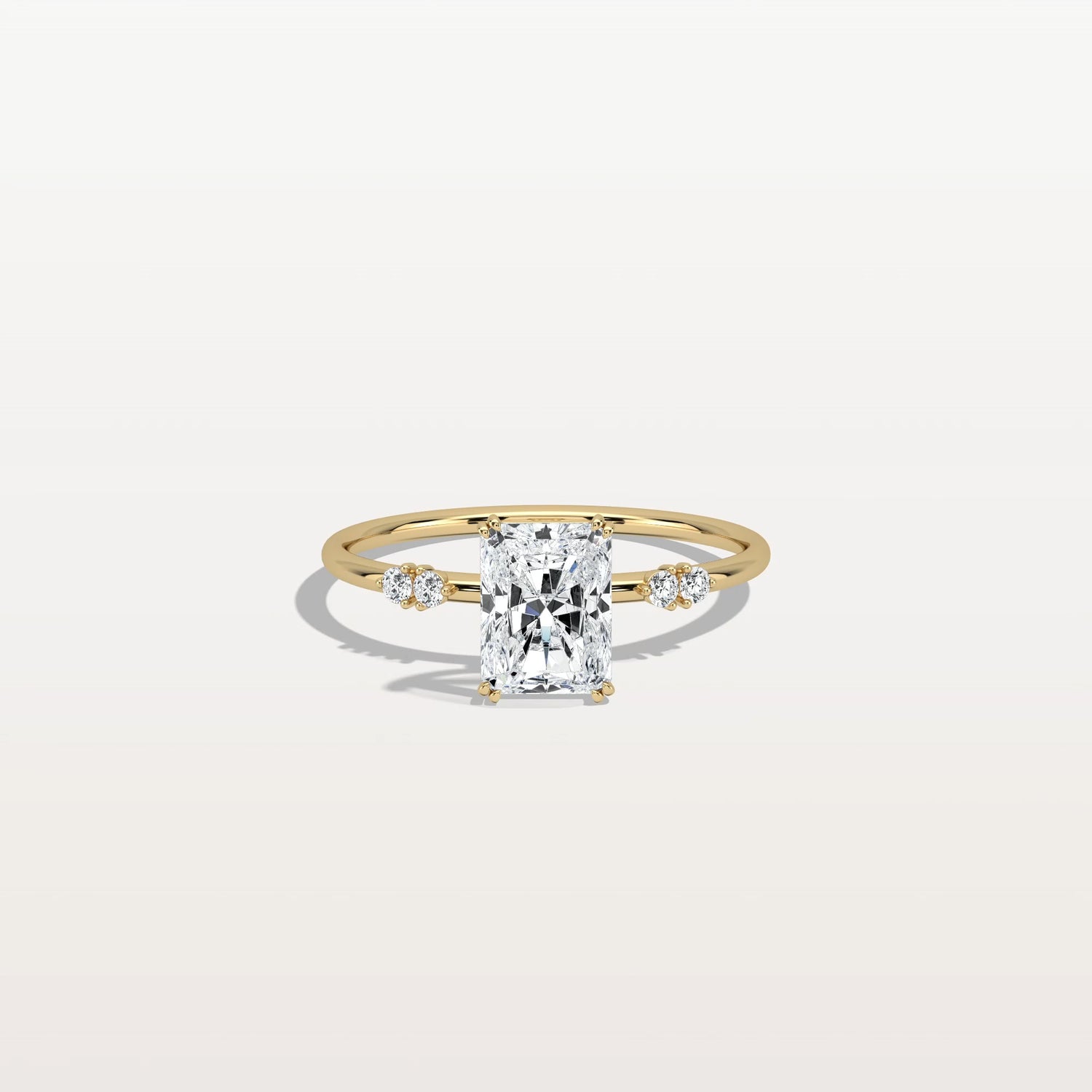 1CT Radiant Cut Lab Diamond Engagement Ring in 14K Solid Gold/Platinum - Rings