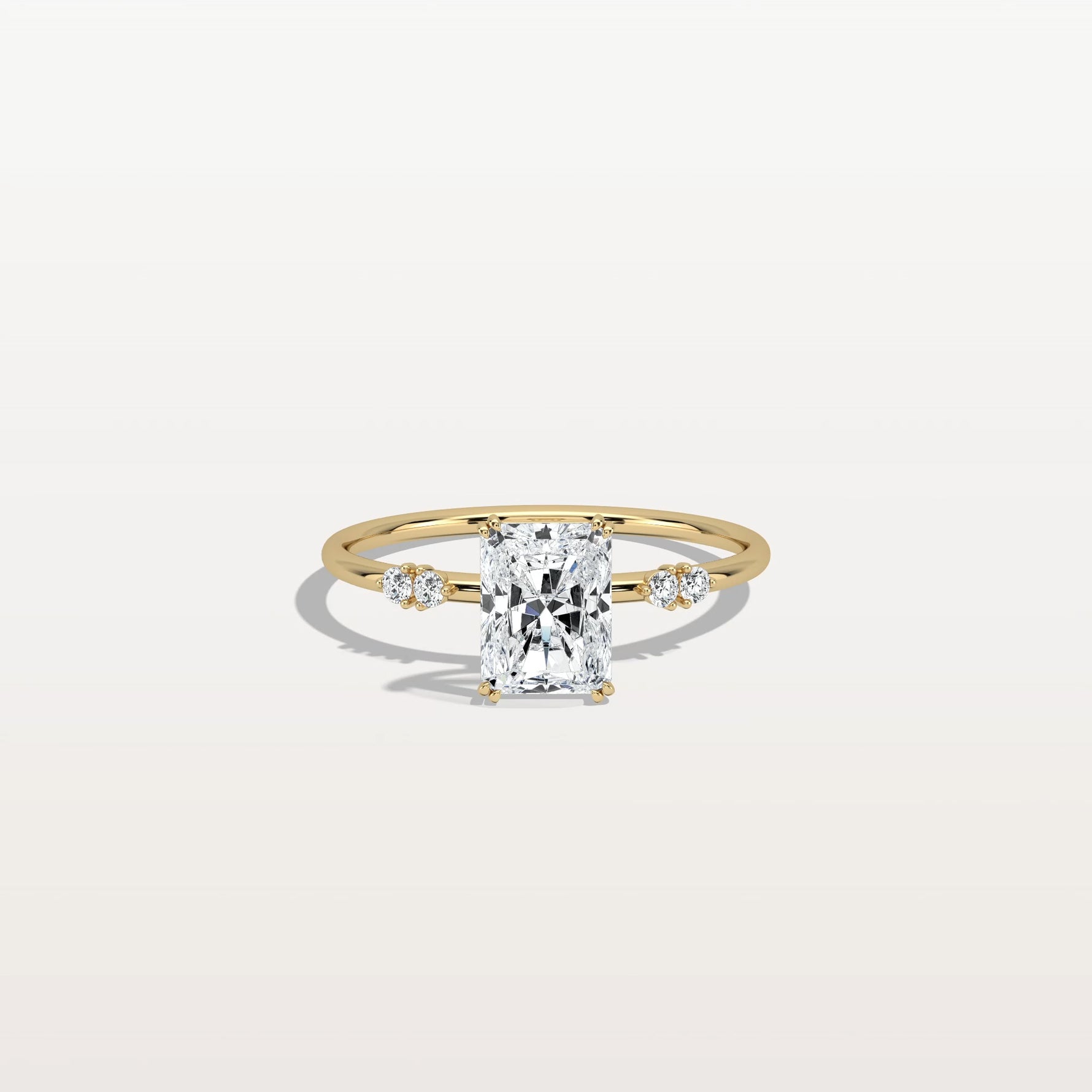 1CT Radiant Cut Lab Diamond Engagement Ring in 14K Solid Gold/Platinum - Rings